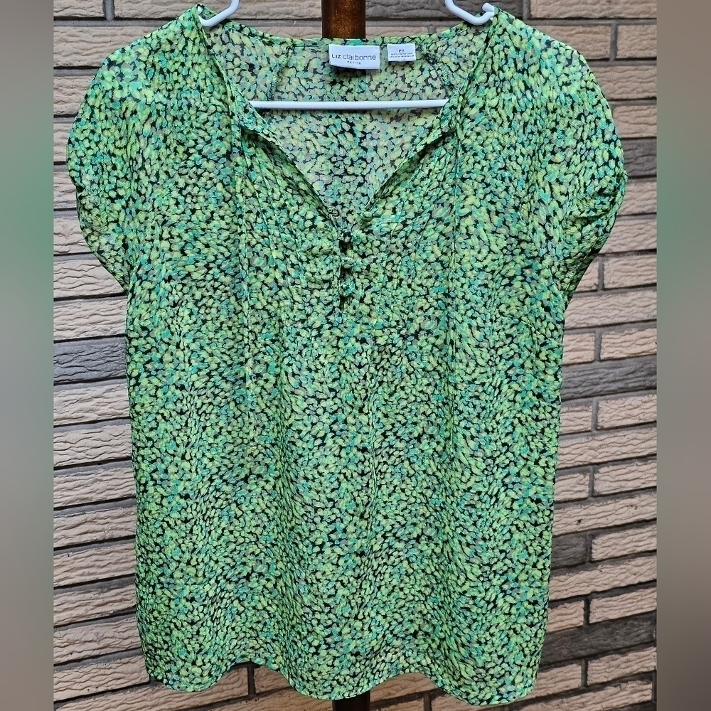 Liz Claiborne Blouse Sz S Petite Semi Sheer